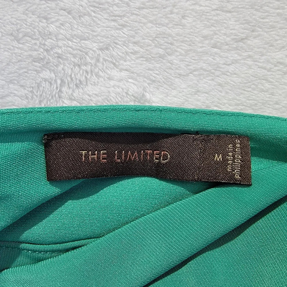 The Limited Jade Green Faux Wrap Halter Dress Button Back Neck Lined  Size M - Picture 9 of 13